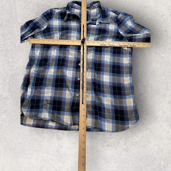 Talbots Women’s Large Plaid Button Front Shirt Blue Multi Casual Classic Top - Picture 4 of 8